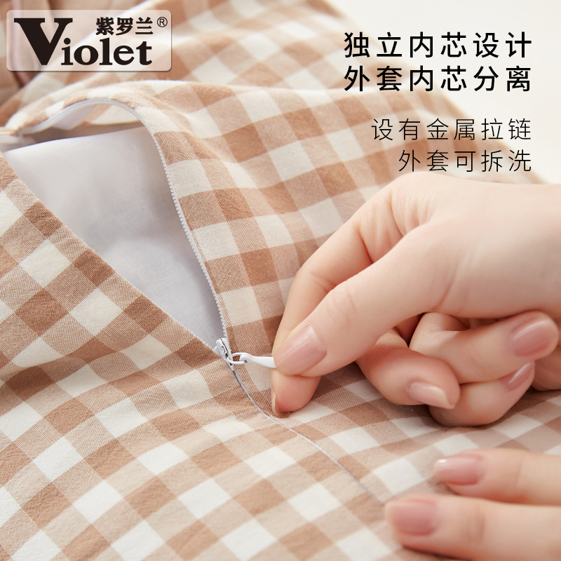 紫罗兰全棉水洗棉全荞麦壳枕芯内外套可拆洗荞麦皮枕头纯棉枕头芯