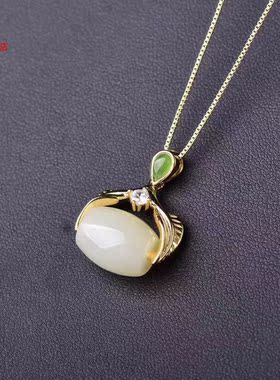 天然和田玉路路通吊坠黄金转运珠