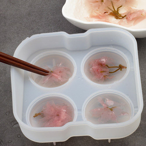 水信玄饼硅胶模具 樱花白凉粉果冻烘焙蛋糕磨具四孔冰球冰格冰块 - 图3
