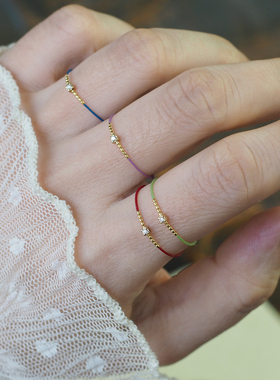 调节红绳戒指18K金本命年转运女