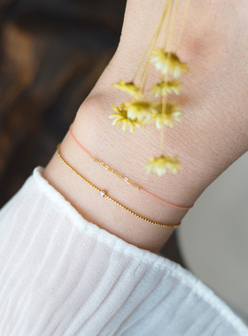 18K金甜美少女风手工编织可调节