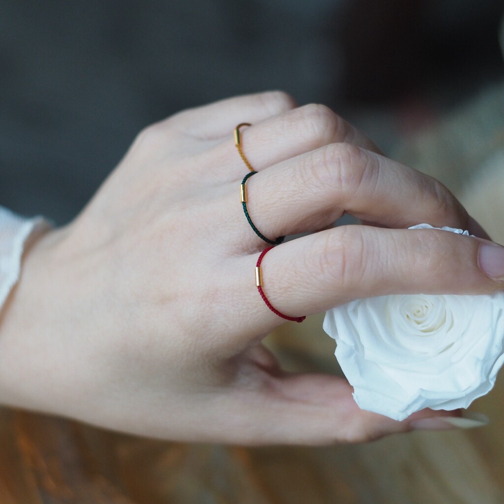 Adjustable hand-woven red rope ring ring 999 pure gold one-word ring transfer beads gift for men and women couples