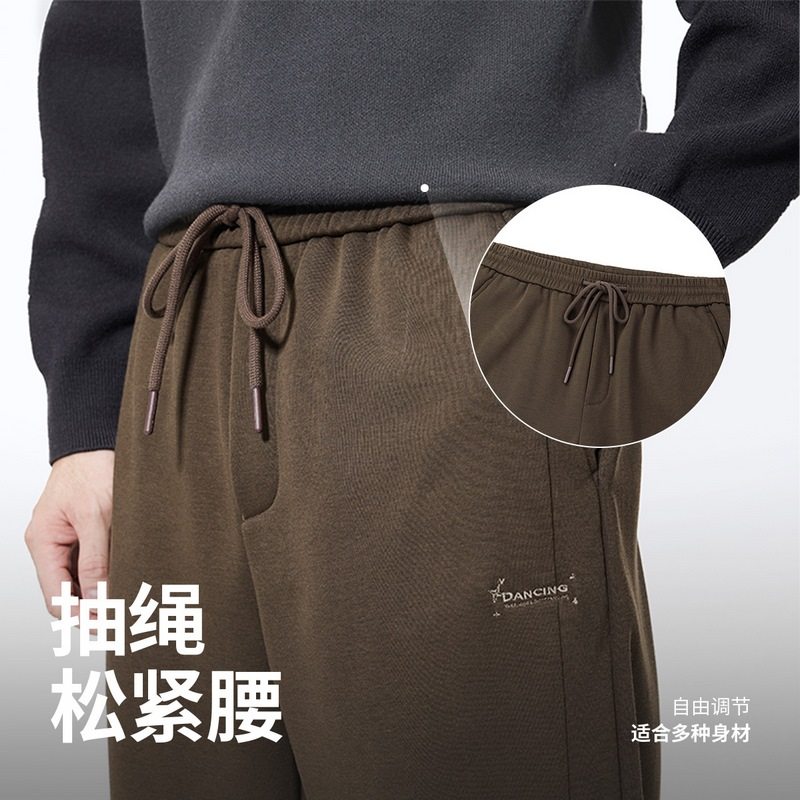 【加绒保暖】与狼共舞休闲九分裤男2025冬季款暖绒厚款锥形束脚裤,淘宝优惠券,粉丝福利购,淘宝优惠卷