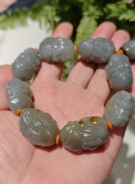 和田玉十八罗汉手串籽料手链红金皮青白玉特色同料手工雕手链包邮