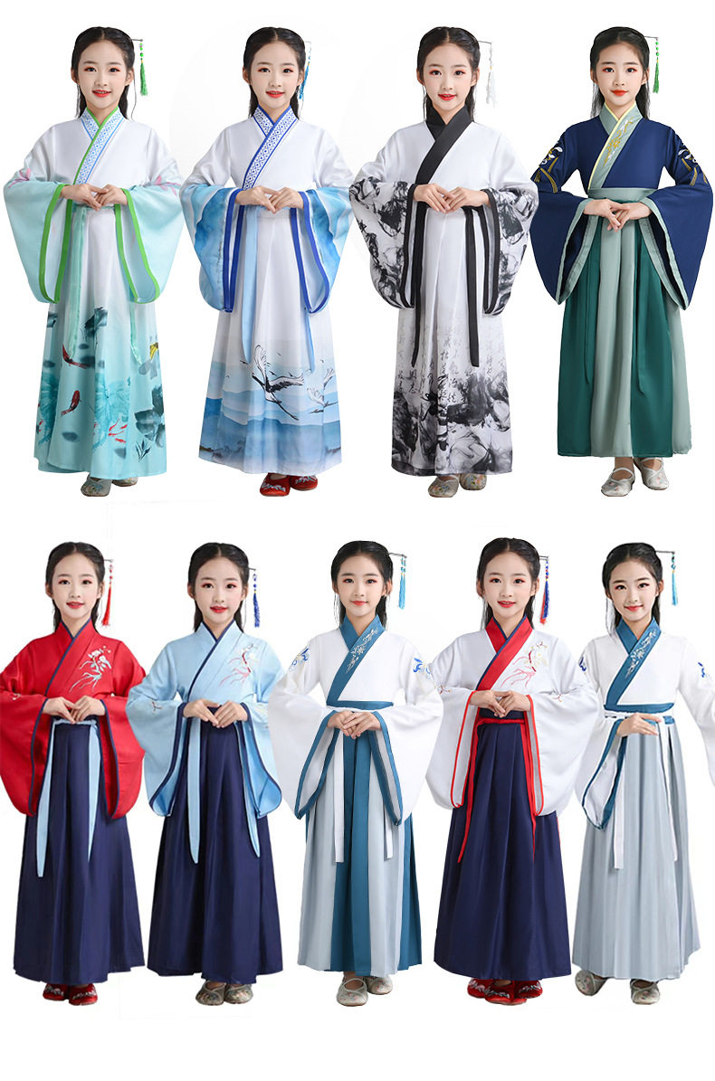 儿童国学汉服女童秋冬童古装表演服中国风小学生三字经演出服水墨,淘宝优惠券,粉丝福利购,淘宝优惠卷