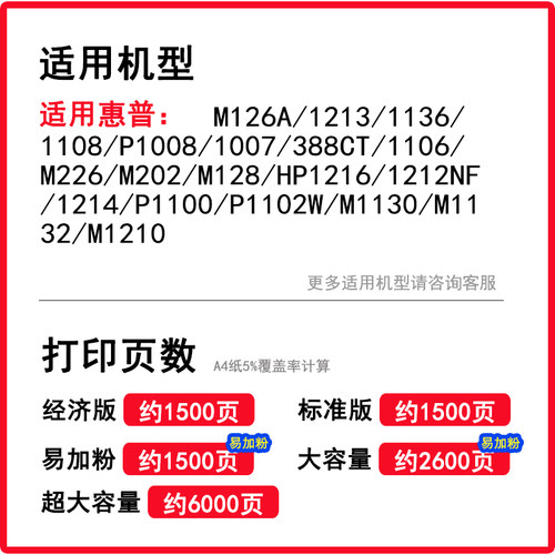 莱盛88a硒鼓 适用hp惠普m126a 1136 1108易加粉p1008 1007 1106 M226 M202 M128 1213 ls-cc388a碳粉墨盒1213 - 图0
