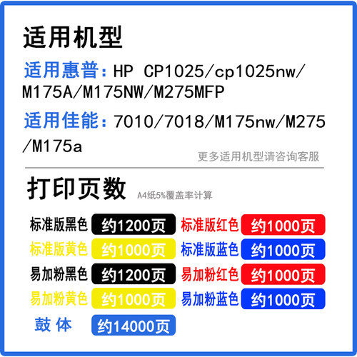 莱盛 适用HP惠普126A粉盒CE314A成像鼓 CE310A CE311A CE312A  CP1025 1025nw M175a M175nw打印机易加粉硒鼓 - 图1