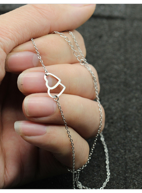 热销项链款双心轻奢小众女高级ins学生项链简约闺蜜洗不掉色-8