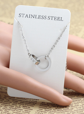 浪漫双环项链女生轻奢小众设计感高级玫瑰金锁骨颈链2026新款爆款