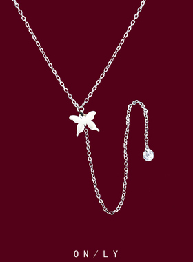 蝴蝶流苏钻吊坠项链女款2026新款高级感轻奢小众锁骨链精致颈链女