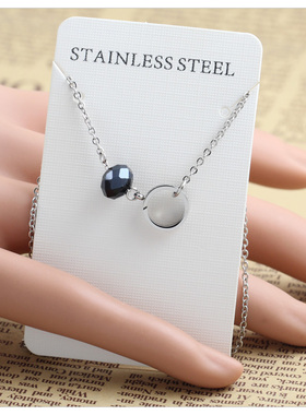 钛钢水晶环项链女款轻奢小众高级感款颈链配饰简约日常百搭锁骨链