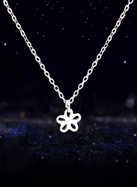 钛钢轻奢气质百搭小花朵项链小众设计感精致锁骨链颈链个性不掉色