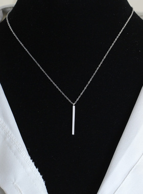 简约百搭银色钛钢方条项链女款轻奢小众高级感短款颈链配饰锁骨链