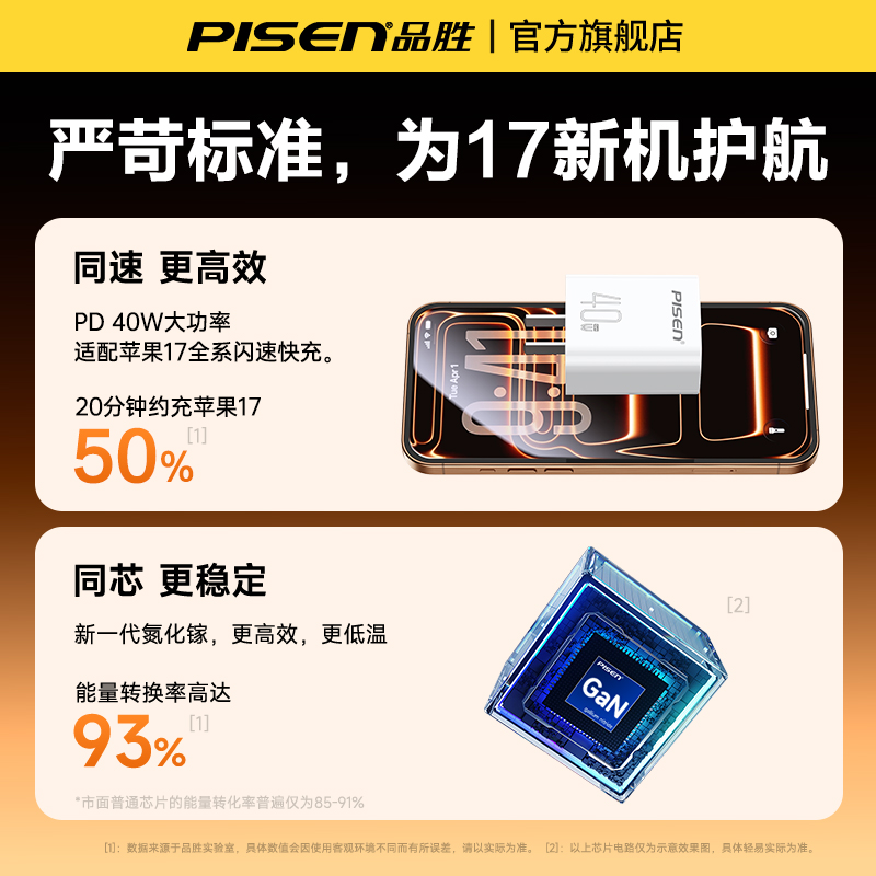 品胜适用苹果17Air充电器40w氮化镓iphone16pro手机45W快充15Promax插头type-c数据线14plus双c线13套装ipad - 图3