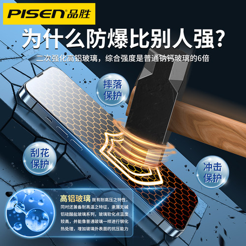 品胜适用苹果13钢化膜iPhone12ProMax听筒防尘网16Pro手机15pro防窥膜11全屏XR保护贴膜防摔ip防爆plus防指纹 - 图0