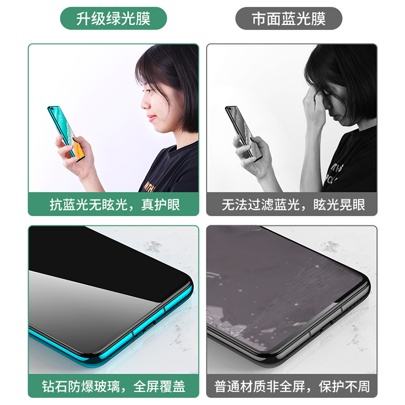 品胜数码旗舰店【绿光护眼膜】品胜适用华为nova7钢化膜7se手机膜水凝nova5pro全屏覆盖nova6荣耀30S抗蓝光全包防摔曲面玻璃3