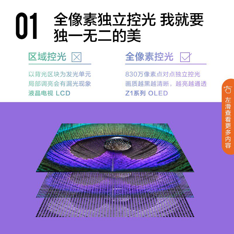康佳阿斐亚55z1 55英寸4k超薄全面屏 康佳平板电视