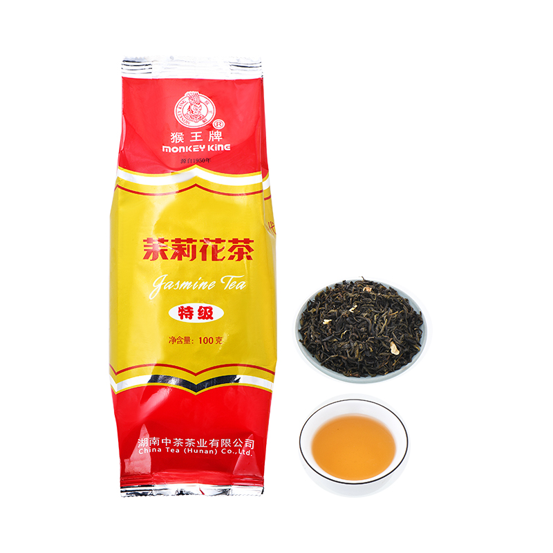 中茶猴王茉莉花茶袋装特级茉莉花茶100g中粮茶叶湖南飘雪茉莉茶叶-图0