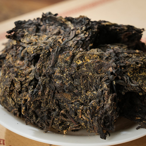 中茶冰碛岩手筑茯砖茶1kg湖南安化黑茶金花茯茶百年木仓特级料 - 图2