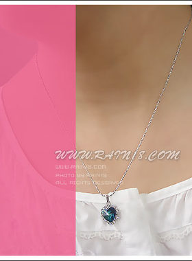 韩版海洋之心水晶节日礼物项链