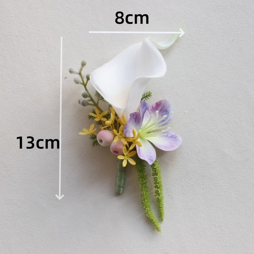 原创唯美森系粉白色马蹄莲花新郎娘伴娘姐妹团婚礼胸花活动手腕花 - 图0