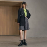 Martens, черные зимние короткие сапоги, утепленные ботинки, 2022, широкий устойчивый каблук, круглый носок, из натуральной кожи