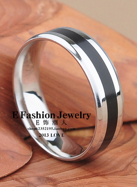 黑白色戒指男士个性霸气钛饰品