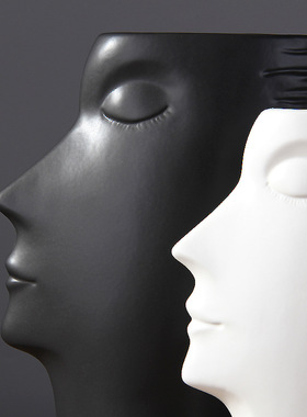 北欧简约家居饰品黑白哑光 美式头像客厅摆件创意工艺品软装饰品