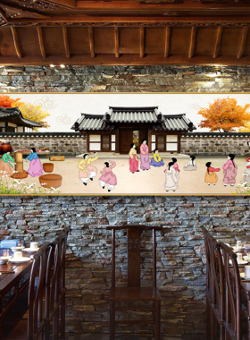 民俗朝鲜韩国料理店挂件装饰画
