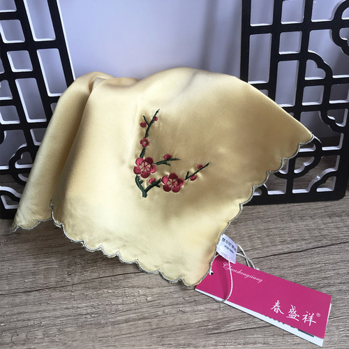 古典真丝手帕桑蚕丝手帕女士绣花手绢古代绸缎丝帕梅花 - 图3