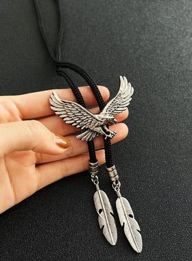 时尚潮流设计领带休闲潮流印老鹰领绳西部复古波洛领带衬衫领结