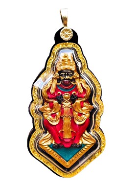 手绘擦擦唐卡西藏立体彩绘嘎乌盒黄财神吊坠项链扎基拉姆大黑天