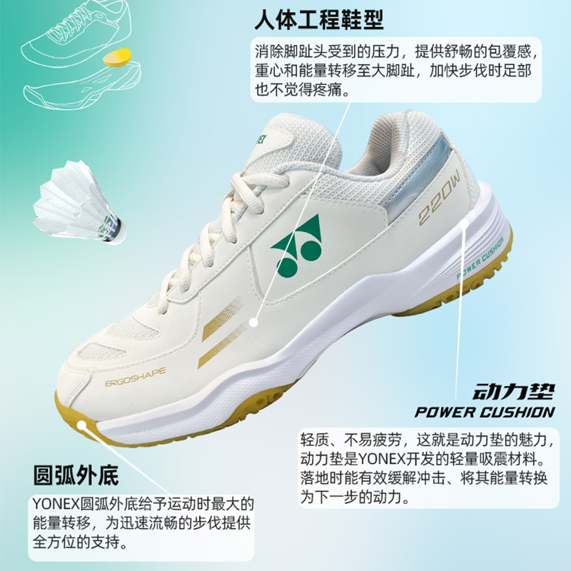 YONEX尤尼克斯羽毛球鞋女款shb220cr鞋子透气210宽楦专业男运动鞋 - 图2