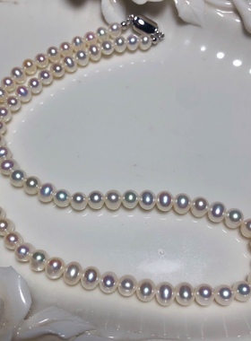 6毫米纯银扣天然淡水珍珠项链