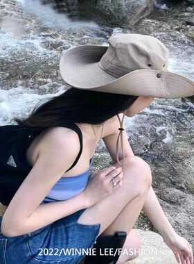 西部牛仔帽渔夫帽爬山沙漠防晒帽女户外太阳男遮阳帽子登山帽徒步