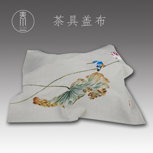 手绘棉麻布艺茶具盖布巾茶台茶盘防尘布多用盖巾禅意中国风茶席布 - 图1