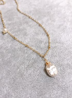 原创手作18k包金天然巴洛克珍珠