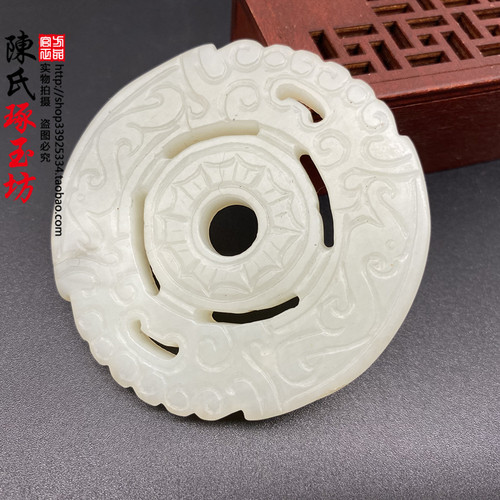 岫玉玉璧龙凤玉佩古风汉服腰配DIY手工配饰配件红山文化玉璧吊坠 - 图1