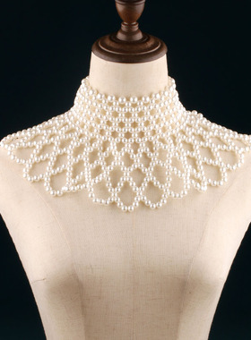 手工串珠珍珠镂空扇形项链