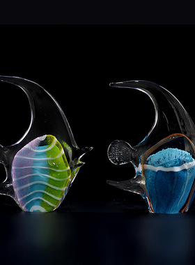 意式风水晶热带鱼样板房软装饰品