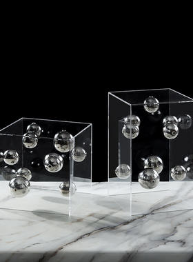 现代简约欧式轻奢亚克力罩子星球摆件样板房售楼处软装饰品摆设