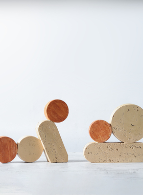 树脂仿洞石多巴胺缤纷彩色石头书档摆件家居样板间装饰品用品