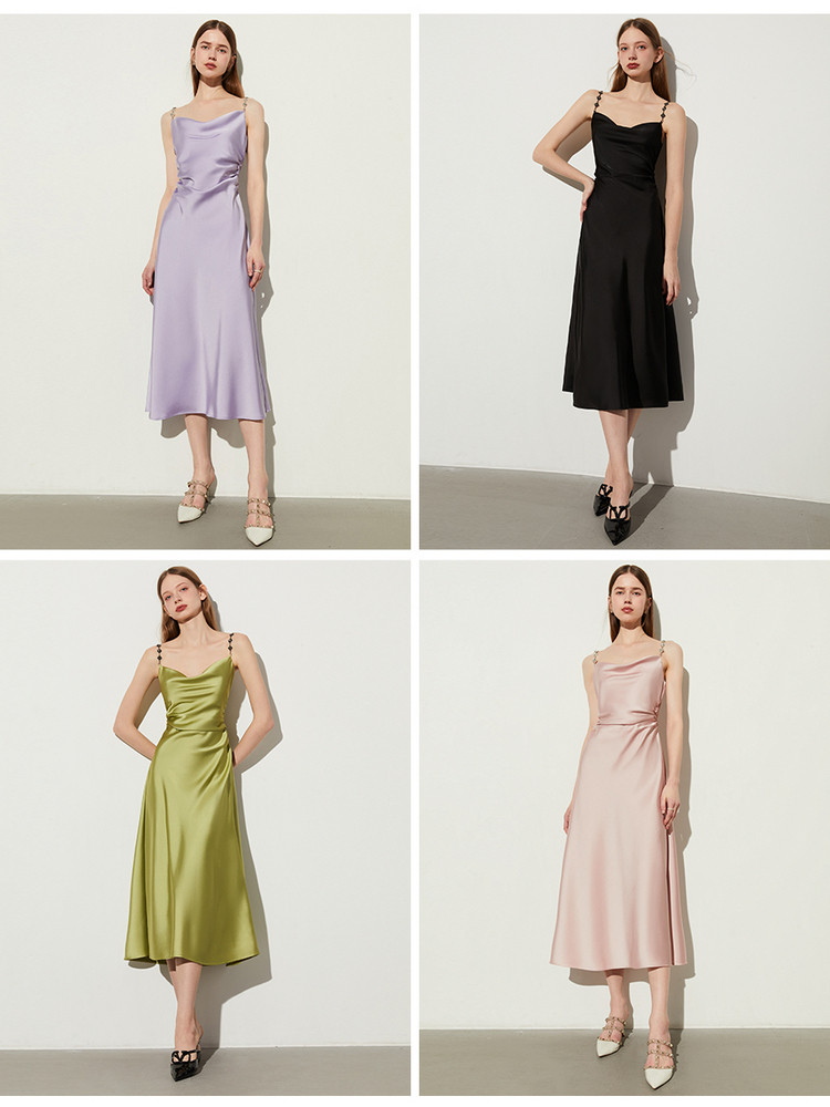 DPLAY2025夏季新款法式香芋紫色连衣裙女吊带缎面裙子长裙沙滩裙,淘宝优惠券,粉丝福利购,淘宝优惠卷