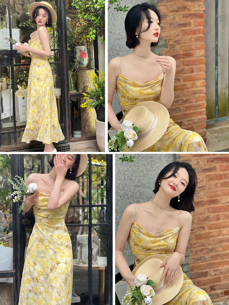 DPLAY法式闪钻肩链吊带连衣裙