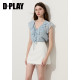 DPLAY ເສື້ອຍືດຄໍຄໍ V ສີຟ້າມີສາຍແຂນກາງແຈ້ງຂອງຜູ້ຍິງໃນລະດູຮ້ອນປີ 2026 ຝຣັ່ງ