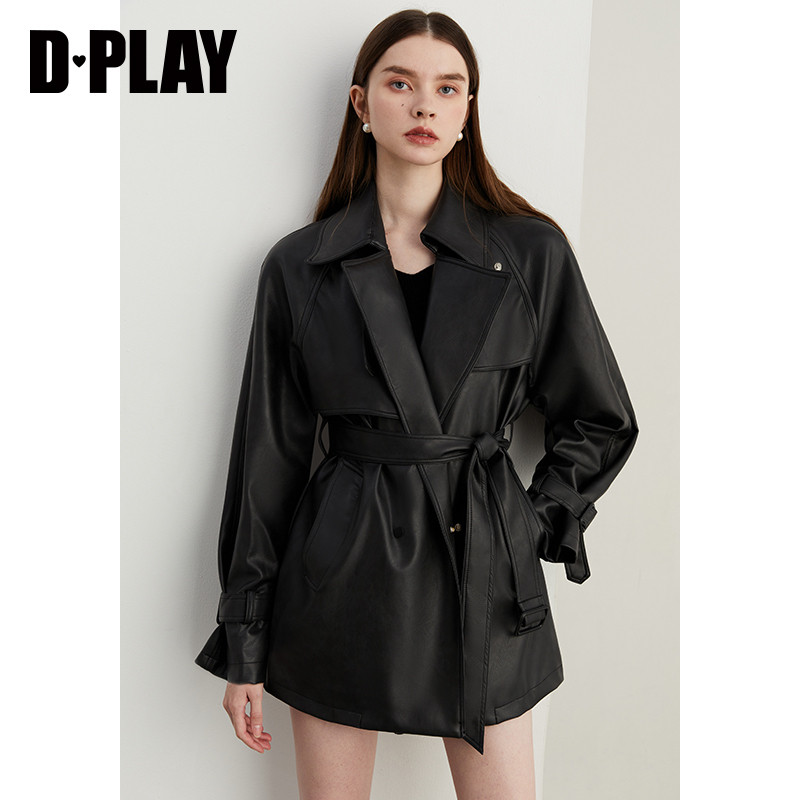 DPLAY黑色皮衣外套春季新款酷飒风时尚高级短款收腰皮夹克女,淘宝优惠券,粉丝福利购,淘宝优惠卷