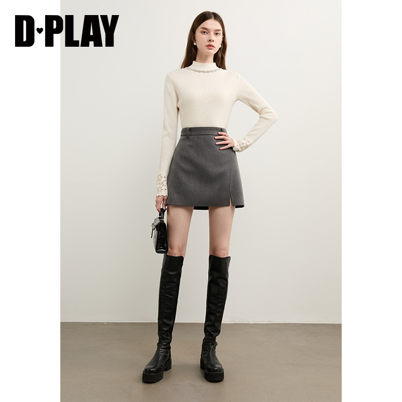 DPLAY100羊毛针织衫2025年冬季白色针织衫女镂空花边毛衣打底衫,淘宝优惠券,粉丝福利购,淘宝优惠卷