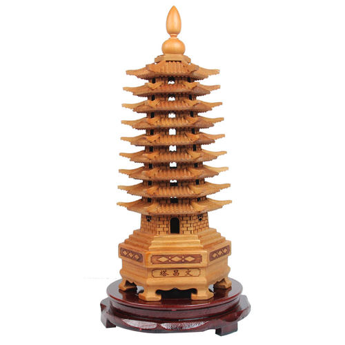 桃木文昌塔摆件九层大小号文昌塔摆件家居书房桌面饰品 - 图3