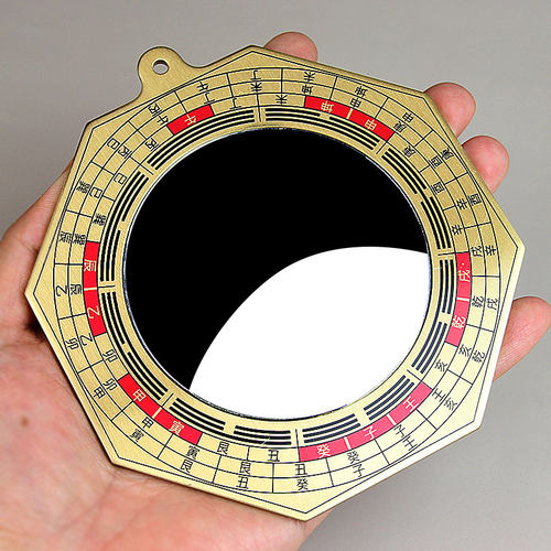 黄铜卦镜家用门口凸生肖罗经八卦凸面镜大门阳台室外挂件 - 图1