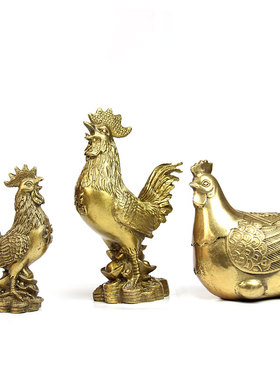 速发厅缘阁铜大摆件生肖金家元宝鸡客福钱居饰品